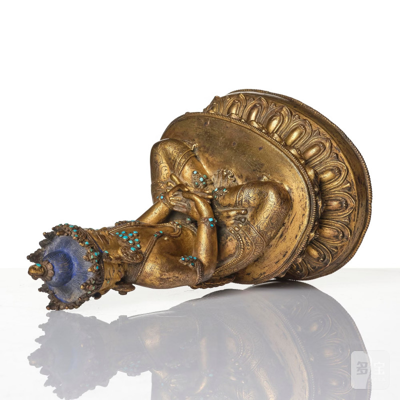 A Tibetan or Nepalese Gilt-Copper Alloy Figure of Sarvavid Vairocana, - 图7